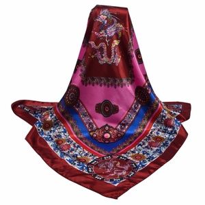 colorful summer print faux silky scarf